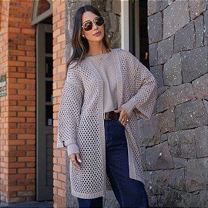 Casaco Kimono Longo Vazado
