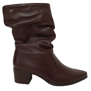 Bota Feminina Cano Longo Pegada Couro Legítimo Confortável Salto Médio Tendência Lançamento Outono Inverno Original