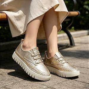 Tênis Feminino Bottero Couro Legítimo Original Casual Confortável