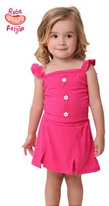 Conjunto Baby Canelado - Top + Shorts Saia Flor. 54.893