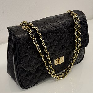 Bolsa Onglet Unique Bad Rocker - Couro Legítimo Matelassê Preto