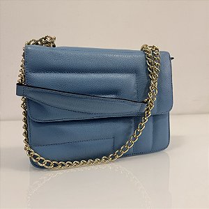 Bolsa Hebe Bad Rocker - Couro Legítimo Azul Céu com Corrente