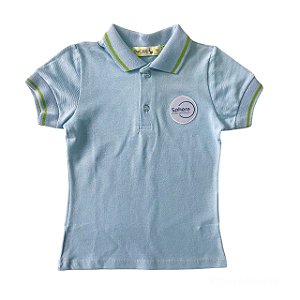 CAMISA POLO FEMININA INFANTIL E FUND. AZUL CLARO