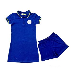 VESTIDO POLO INFANTIL E FUND. AZUL MARINHO C/ SHORTS