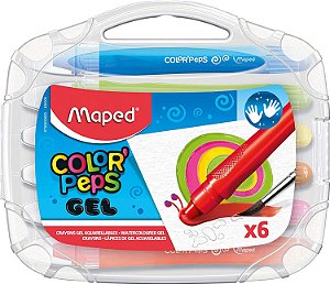 Maped Giz Gel Aquarelável, Maped, Color Peps Macio, 6 Cores