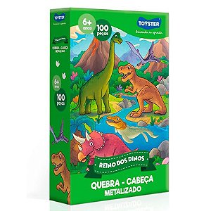 Reino dos Dinos - Quebra-cabeça - 100 peças Metalizado