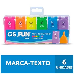 Estojo Mini Marca Texto Fun c/ 6 cores Neon CIS