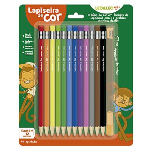 Lapiseira de Cor/Grafite Colorido 2.6 - Blister C/ 12 Cores + Apontador Leo&Leo