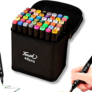 Kit 48 Marcadores Coloridos Touch com Ponta Dupla