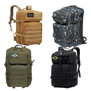 Mochila Escolar Militar de Trilha Impermeável Urban Brasil 5 Bolsos Velcro Exército Wincy