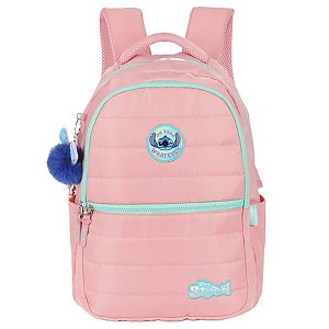 Mochila de Costas Média Juvenil Nailon Matelassê Notebook Stitch Disney