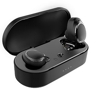 Fone Sem Fio Slim Preto Estereo Intra Auricular Case Bluetooth Letron