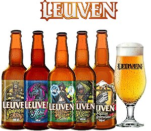 Kit degustação cervejas Leuven - 5 Garrafas 500 ml e 1 Taça
