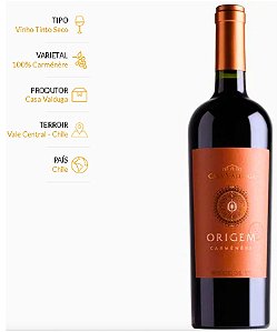 Vinho Casa Valduga Origem Carménère Chile 750 ml