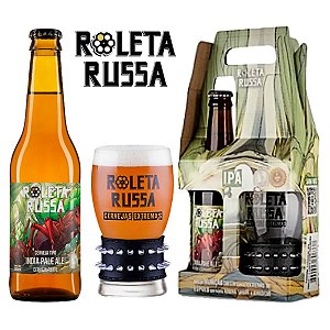 Kit Cerveja Roleta Russa IPA Long-neck 355ml e Copo Bracelete 300ml