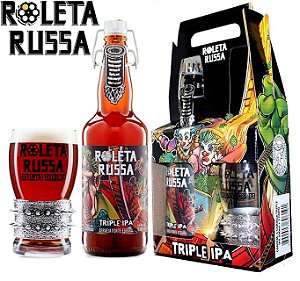 Kit Cerveja Roleta Russa Triple Ipa 500 ml e Copo Prateado 300 ml