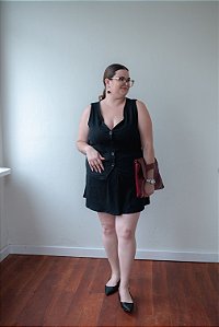 Saia Curta Malha Premium Preta Texturização - Plus Size