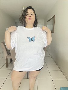 Camiseta Butterfly Branca - Plus Size