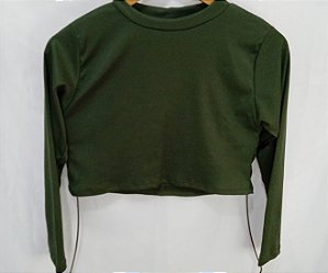Cropped Princess mangas longas - Verde Militar