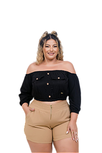 Cropped Suelle - Preto (Plus Size)
