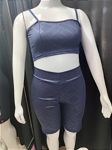 Conjunto Fitness Texturizado Gracinha - Azul Marinho