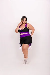 Conjunto Fitness Tereza - Preto com Lilás