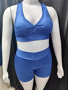 Conjunto Fitness Amanda Plus Size - Azul Royal
