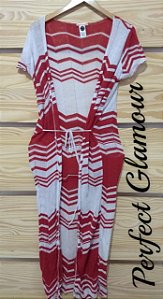 Saída Kimono Listras Marsala e Branco