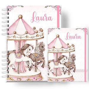 Caderneta + Porta Doc: Menina Carrossel