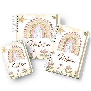 Kit Maternidade para Bebê: Menina Arco ìris Bege - Vacinas