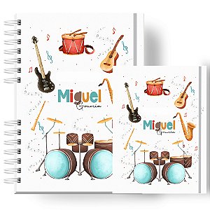 Caderneta + Porta Doc: Menino Instrumentos Músicais
