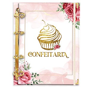 Fichário com 180 Folhas: Confeitaria Floral/Rosa