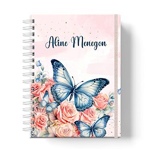 Caderno Capa Dura Personalizado C/Nome :  Borboleta Laranja (CAD-BB03)