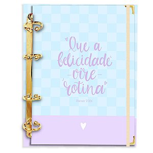 Fichário Agenda: Que a Felicidade Vire Rotina - Azul/Roxo