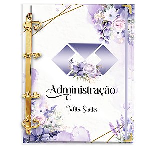 Fichário Agenda: Profissão Logo Adminstração - Floral Lilás