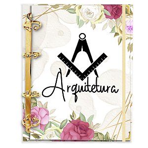Fichário Agenda: Profissão Logo Arquitetura - Flores Rosa/Marsala