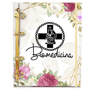 Fichário Agenda: Profissão Logo Biomedicina - Floral Marsala
