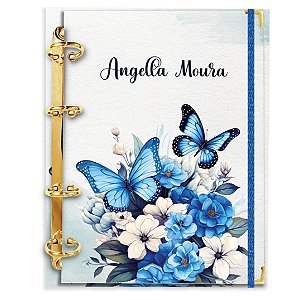 Fichário Agenda: Borboleta Jardim Azul