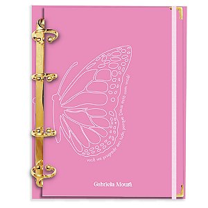Fichário Agenda: Borboleta Rosa/Pink