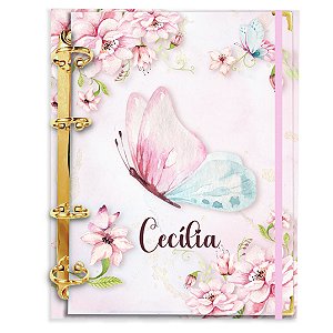 Fichário Agenda: Borboleta Rosa/Azul