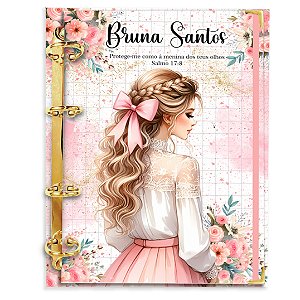 Fichário Agenda:  Mulher com Laço Rosa Claro Cristã
