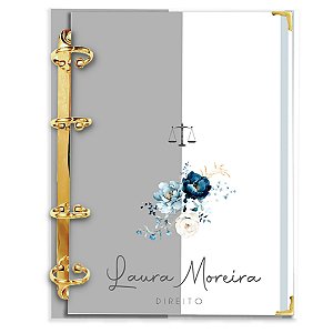 Fichário Agenda:  Profissão Direito Floral Cinza/Azul