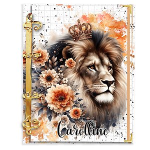 Fichário Agenda: Leão de Judá -  Flores Laranja