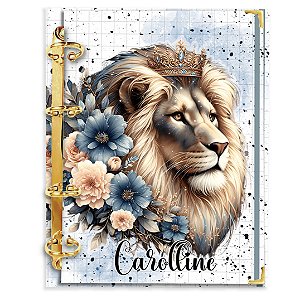Fichário Agenda: Leão de Judá -  Flores Azul