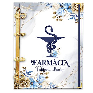 Fichário Agenda: Profissão Farmácia  Flores Azul