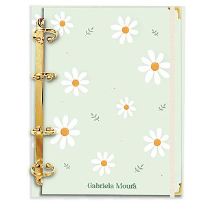 Fichário Agenda: Florzinhas Verde Clarinho