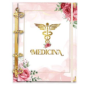 Fichário Agenda: Profissão Medicina Flores Vermelhas