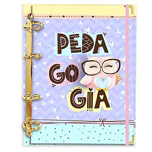 Fichário Agenda: Profissão Logo Pedagogia Corujinha Lilás
