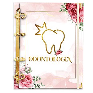 Fichário Agenda: Profissão Logo Odontologia Floral Rosa