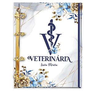 Fichário: Veterinária Floral Azul